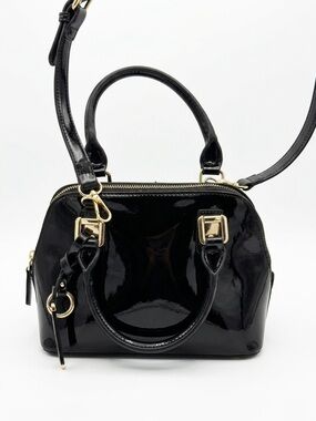 Simply Noelle Black Patent Faux Leather Satchel Handbag Crossbody